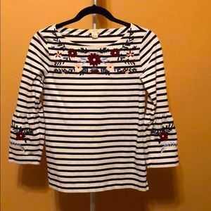 J Crew 3/4 length Bell Sleeve Top